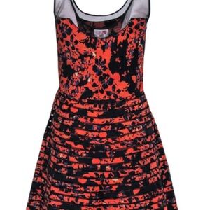 Parker Petal Bloom Orange Silk and Mesh Dress - Size M
